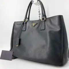 PRADA プラダ サフィアーノ ガレリア ラージ ハンドバッグ 金ロゴ 黒