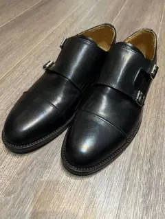 Dandini ブラック ダブルモンクストラップシューズ