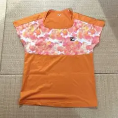 FILA オレンジ 花柄 Tシャツ