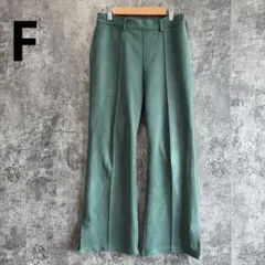 a3941【レトロガール】ポリエステルスエード 裾スリットパンツ 秋冬