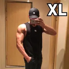 メンズ タンクトップ 黒 XL トレーニング 筋トレ スポーツ 速乾 吸汗
