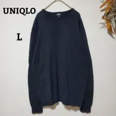 【UNIQLO】ウォッシャブルコットンクルーネックセーター/L/ブラック/長袖
