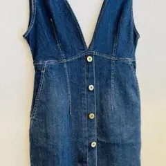 美品【PROPORTION 】デニム Vネックタイトフィットワンピース/Sサイズ