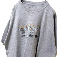 YAK ヤク ロゴ刺繍 Tシャツ グレー 灰色 古着