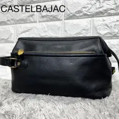 カステルバジャック　セカンドバッグ　オールレザー　ブラック　ゴールド金具　美品