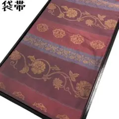 KO-752 袋帯 花唐草模様 横段花柄模様 金糸の織り柄