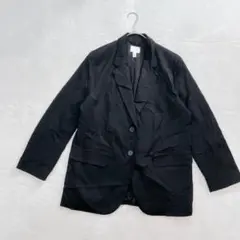 r144【H&M】テーラードジャケット　ブラック　シンプル　羽織り　M