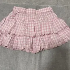 最終値下げ　メゾピアノ　ピンク チェック柄 フリルキュロット
