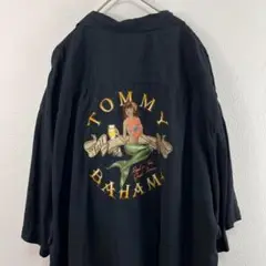 USA古着 tommy bahama シルク 刺繍 シャツ 開襟シャツ