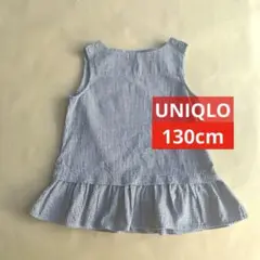 UNIQLO ノースリーブトップス ネイビーギンガムチェック130cm