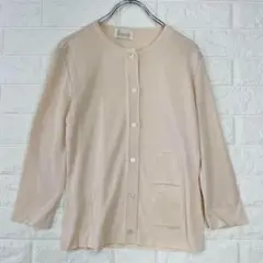 ♡【ハロッズ】M位　ピンク カーディガン 春秋 クルーネック ストレッチ