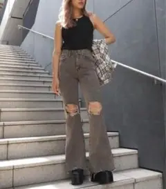 最終値下げ！ANAPダメージフレアパンツ Sサイズ