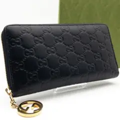 【極美品】GUCCI シマ　ジップアラウンドウォレット　長財布　黒