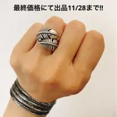 超希少!!VTGナバホコイルドフェザーシルバーバイカーリング11.5号60’s