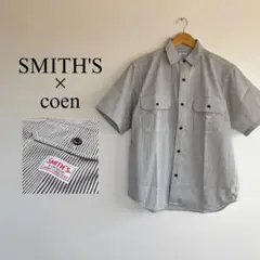 SMITH'S × coen 別注　ショートスリーブワークシャツ　ヒッコリー