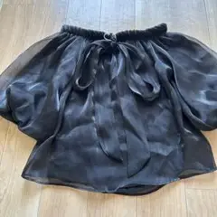 ❤️美品❤️シフォンシャツ　オフショルダー　ブラック　リボン付き