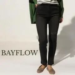T154美品 ベイフロー　ダメージスキニーデニム ブラック　25 BAYFLOW