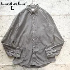 【time after time】ギンガムチェックボタンダウン長袖シャツ 薄手L
