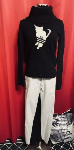 ドメブラY-3ワイスリーキャット猫ネコハイネックニットヨウジワイズadidas