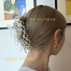 aura bigclipクリアチェック　ヘアクリップ