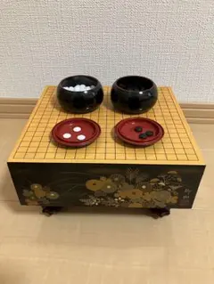 ◆　【蒔絵師 柳山作】秋草花蒔絵姫碁盤 碁笥碁石付 幅23cm 碁笥碁石付 蒔絵師 柳山作】秋草花蒔絵姫碁盤 碁笥碁石付 幅23cm 碁笥碁石付