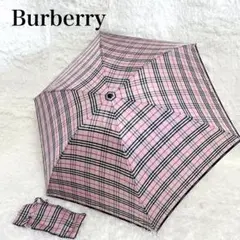 【良品】希少色　BURBERRY 折りたたみ傘 ノバチェック ピンク