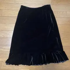 ひざ丈スカート　ベルベット　黒　お値下げ最終