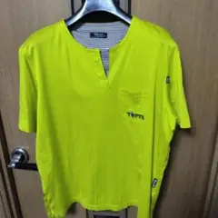 Topys イエロー Vネック Tシャツ　ゆったりサイズ