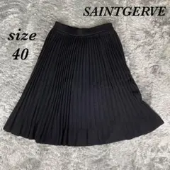SAINTGERVE（40）ニット プリーツ ひざ丈スカート ウール100%