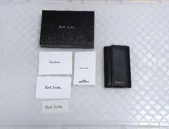 【未使用品】Paul Smith ブラック レザーキーケース　6連　ストライプ