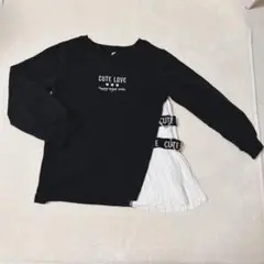 長袖　トレーナー　トップス　ブラック　黒　キッズ　子供服　130 130cm
