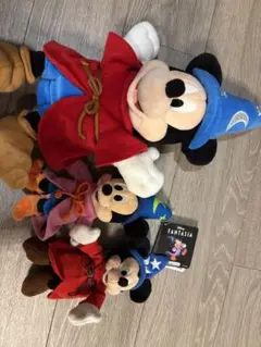 ミッキーファンタジアパペット、ぬいぐるみキーホルダー３つセット