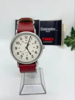 電池交換済み　TIMEX ウィークエンダー T2P493 レッドレザーベルト