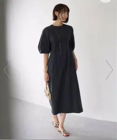 UNFILO　FINE MOVE ランタンスリーブワンピース