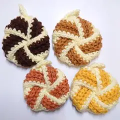 しましま丸のアクリルたわし(Bき)4個組　手編みエコたわし　ハンドメイド　タワシ