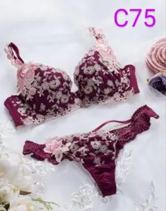 ドゥペルル　C75　ブラジャー　Tバック　セット　ワイン　定価￥6600