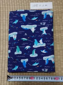 シーチング生地　ペンギン　2m　ネイビー