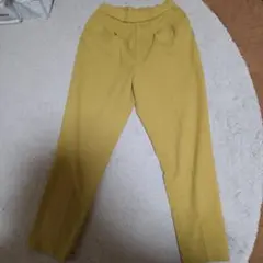 くすみイエローカジュアルパンツ ウエストゴム