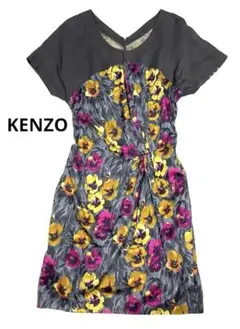 KENZOケンゾーフラワーワンピース 半袖　ひざ丈　花柄