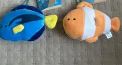 魚型ぬいぐるみセット（青・オレンジ）