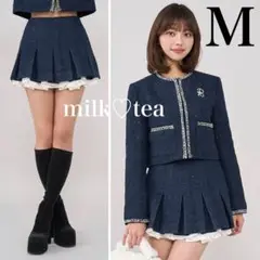 新品タグ付き ダーリッチ スパンコールツイードミニスカート ネイビー Mサイズ