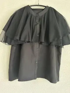 未使用シフォンケープブラウス ブラック二の腕カバー