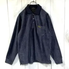 Claudio Valentino メンズ長袖 ポロシャツ【L】ブルーグレー系