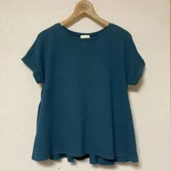 【FREEサイス】earth／半袖／バックデザイン／AラインＴシャツ／グリーン系