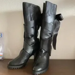 Chloeリボン付きレザーロングブーツ