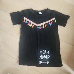 ANAP フリンジ付き ブラックTシャツ