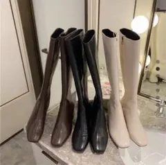 スクエアトゥロングブーツ