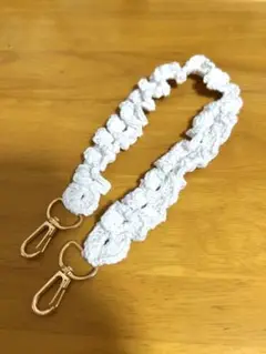 スマホストラップ ホワイト コットン