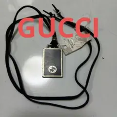 GUCCI ブラック プレート ペンダントトップ黒紐チェーン他社製新品