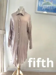 【お値下げ】fifth リネンライクロングシャツ　ピンクブラウン　M